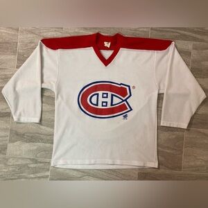 Vintage 1994 Montreal Canadiens Raven White Red Hockey Jersey Mesh L VTG